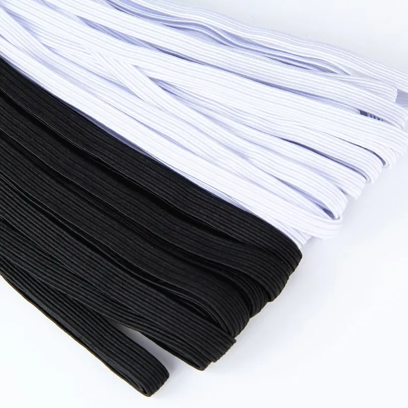 Elástico liso de nylon para mulher, acessório de 3-50mm, preto, branco, de borracha, para costurar roupa, bolsas, faça você mesmo, 5m