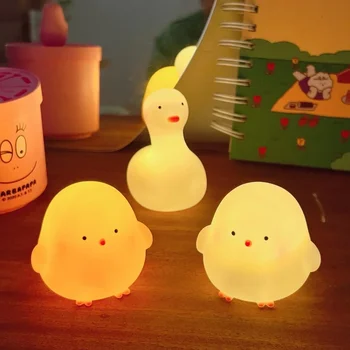 동물 만화 오리 닭 LED 조명, 부드러운 조명, 야간 아기, 어린이, 침실 장식, 홈 데코