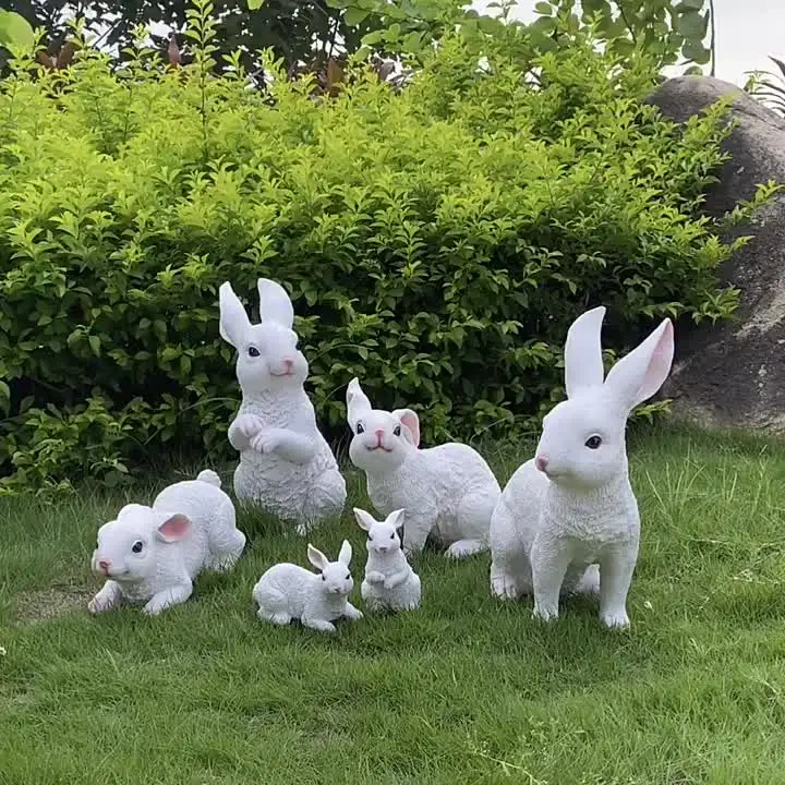 Estatua De Conejo Conejito De Pascua Estatua Resina Artesanía Conejo