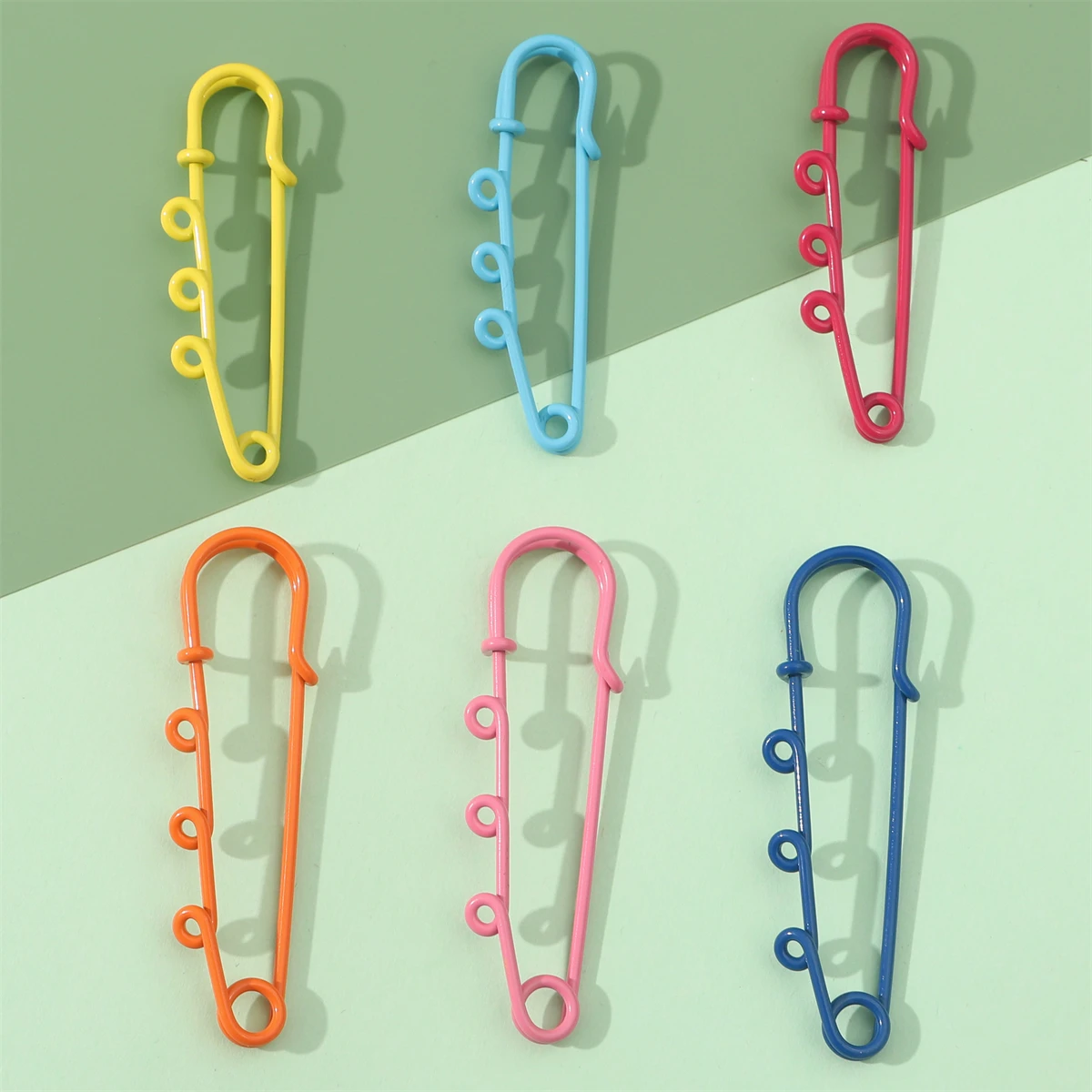 2/5pcs DIY 액세서리 장식에 대 한 다채로운 안전 핀 브로치 빈 기본 핀 60mm 3 구멍 의류 의류 바느질 용품