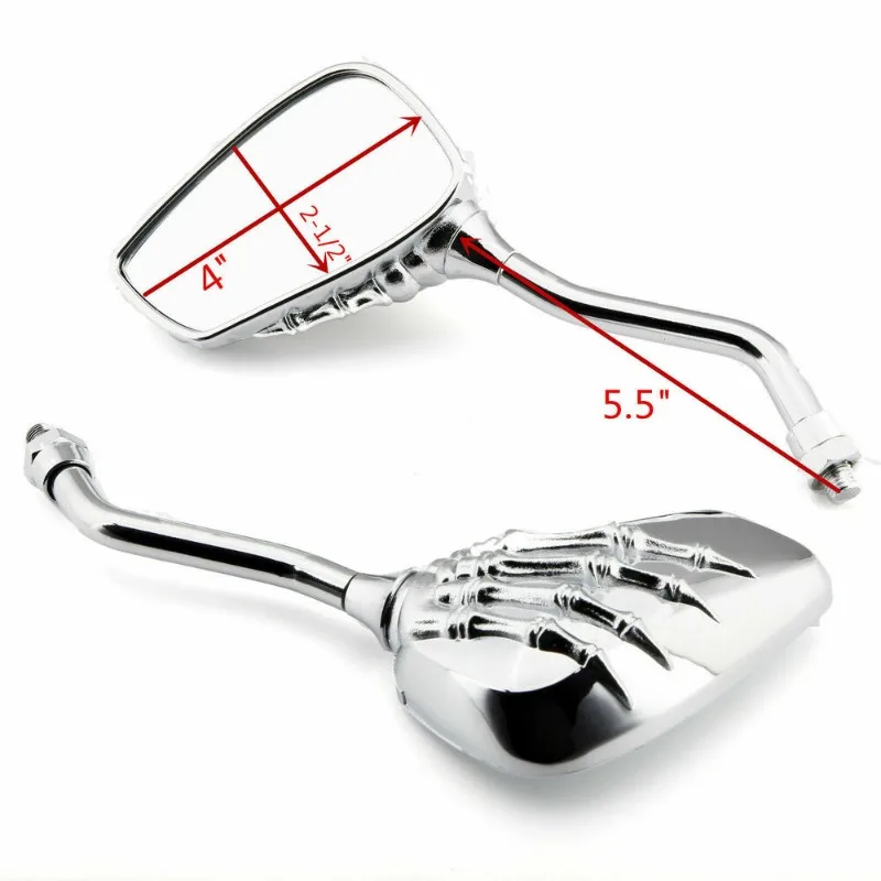 Universal Motorcycle Rearview Mirror 2pcs Aluminium Alloy Scooter Skeleton Hand Refit Motorbike Side Mirrors