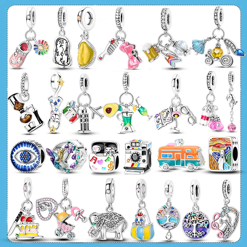 Neueste Charms-Perlen aus 925er-Sterlingsilber, bunt, baumelnd, niedliche Haustiere, Anhänger, passend für Original-Armbänder, Halsketten, DIY-Schmuck, Geschenk – Detail 2