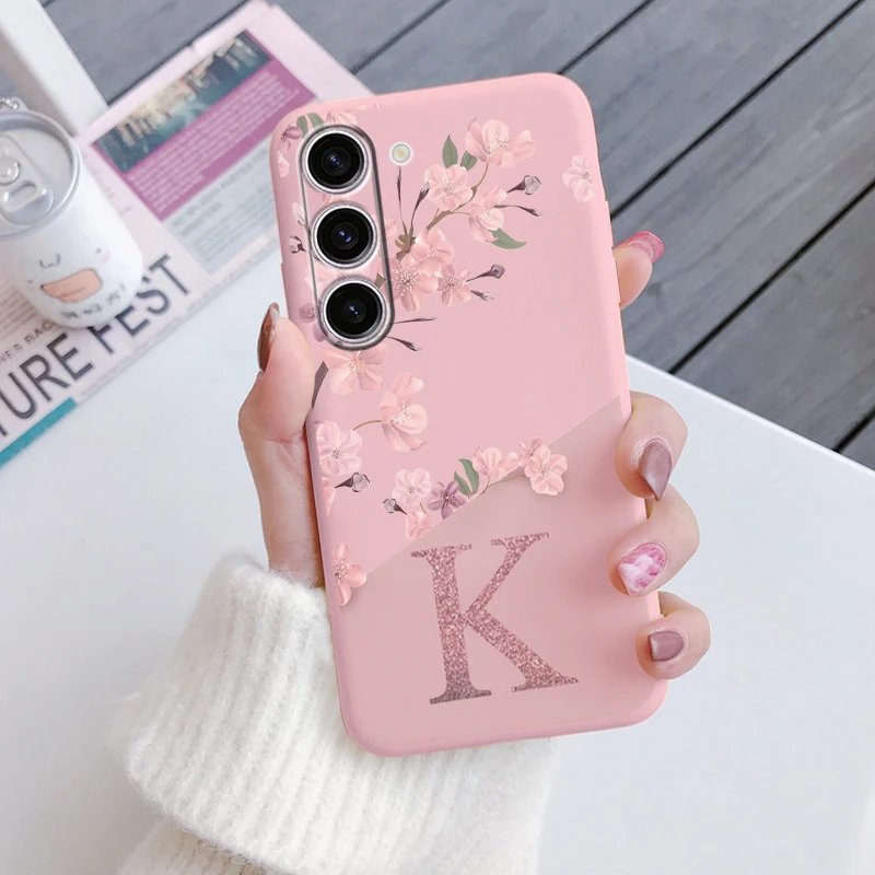Pink Floral Soft Silicone Phone Case - Protective Back Cover with Bumper Design