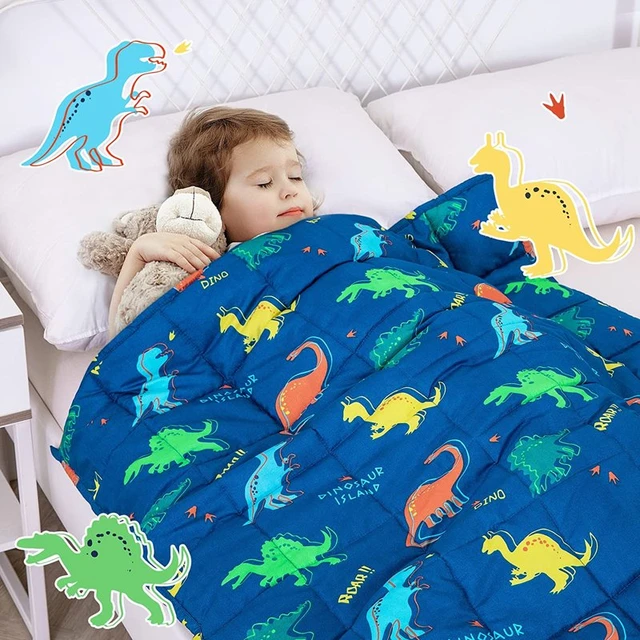 Couverture lestée 3 artérielle pour enfants, couverture rafraîchissante  pour un sommeil parfait, jet doux et respirant, Blue Dinasour, 36 po x 48  po - AliExpress