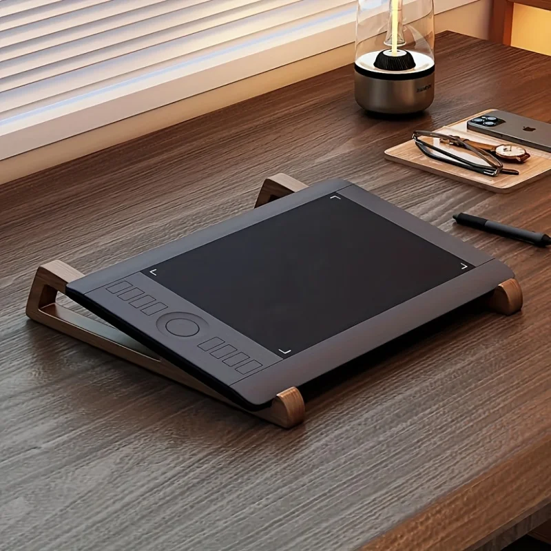 Ergonomic Wooden Laptop Stand with Adjustable Angle and Cooling Ventilation