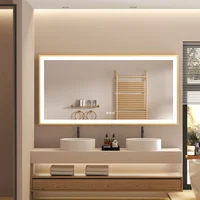 LUVODI Illuminated Bathroom Mirror Gold Frame Wall Mounted Bathroom Vanity Mirror with LED Lights 3 Color Dimming Defog 1