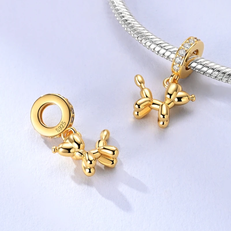 Goldene Leoparden-Hund-Sonnenblumen-Perlen aus 925er-Sterlingsilber, Herbst-Ahornblätter, Original-Charms, Perlen für Armbänder, Damenschmuck, Geschenk – Detail 34