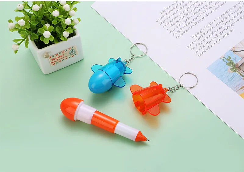 10Pcs/Lot Creative Student Stationery Cute Candy Colored Cartoon Airplane Shaped Ballpoint Pens Retractable Blue Writing Pens