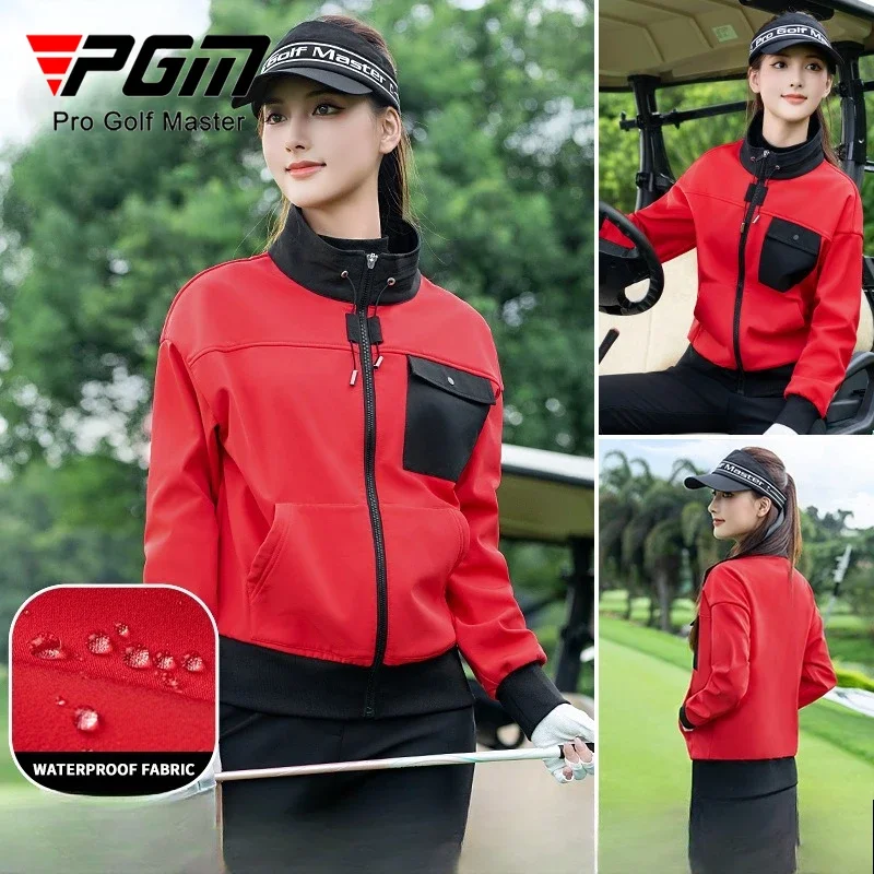 PGM Women Golf Long Sleeved Jackets Autumn Winter Fleece Sports Windbreaker YF810