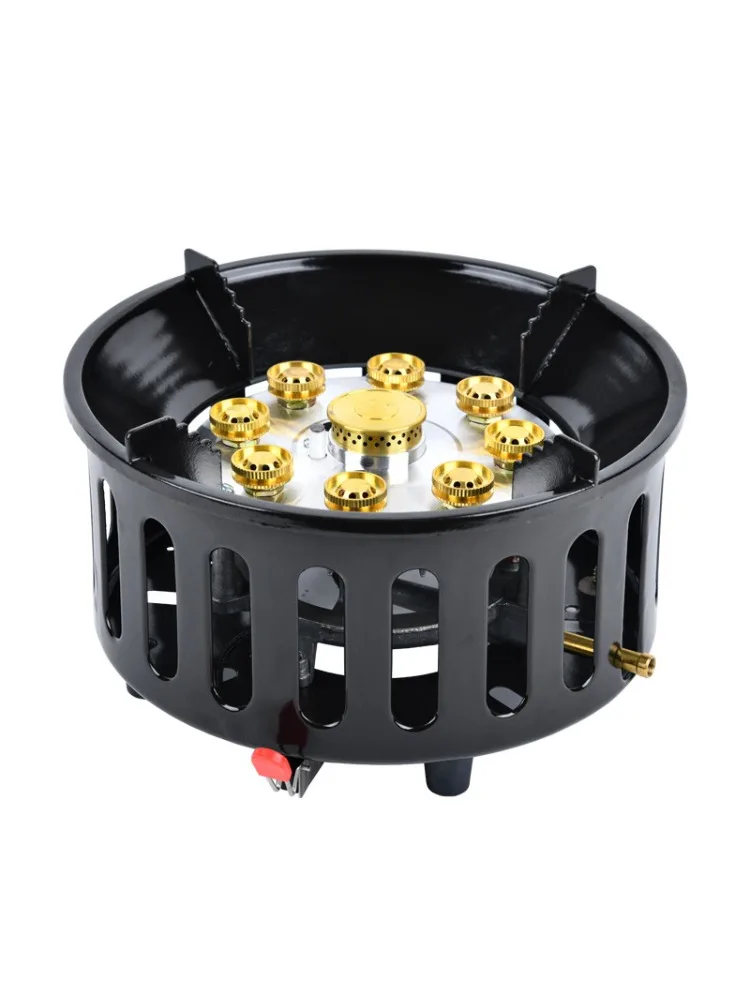 21000W Camping Stove 9 Core High-Power Strong Fire Tourist Gas Burner Portable Windproof Electronic Ignition Camping Equipment