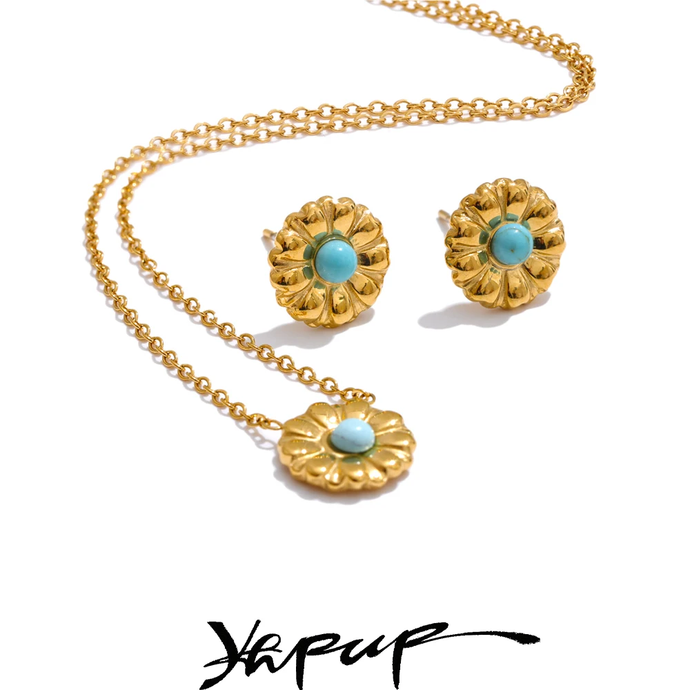 Yhpup Pendant Necklace Gold Stainless Steel Jewelry