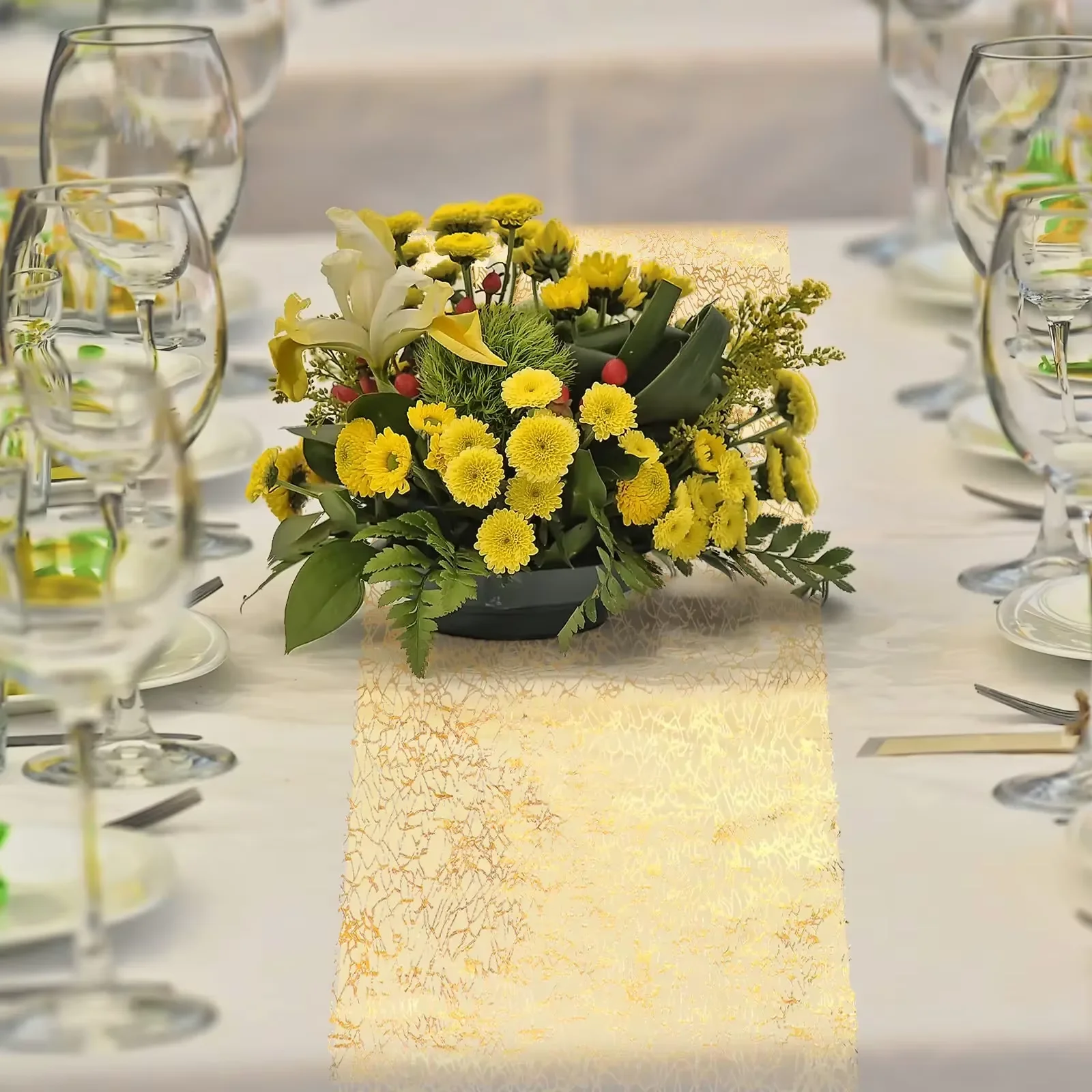 Gold Metallic Glitter Table Runner 6