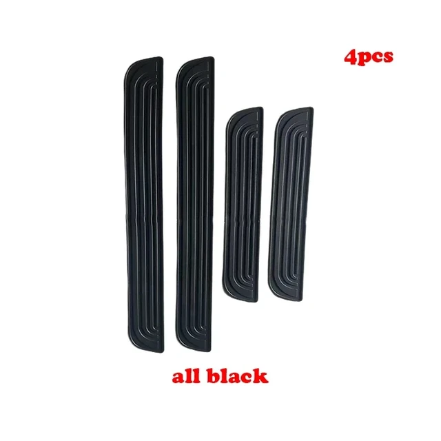 4pcs Rubber Car Door Sill Scuff Covers Black Door Panel Guards Protector Trim Anti-scratch Exterior Parts Car Decor Accessories 6