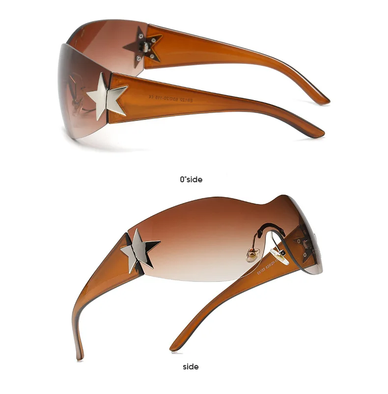 Punk One Piece Woman's Sunglasses Goggle New Y2k Rimless Sun Glasses 2000's Shades Eyewear UV400 Female Designer Star_voghion.com