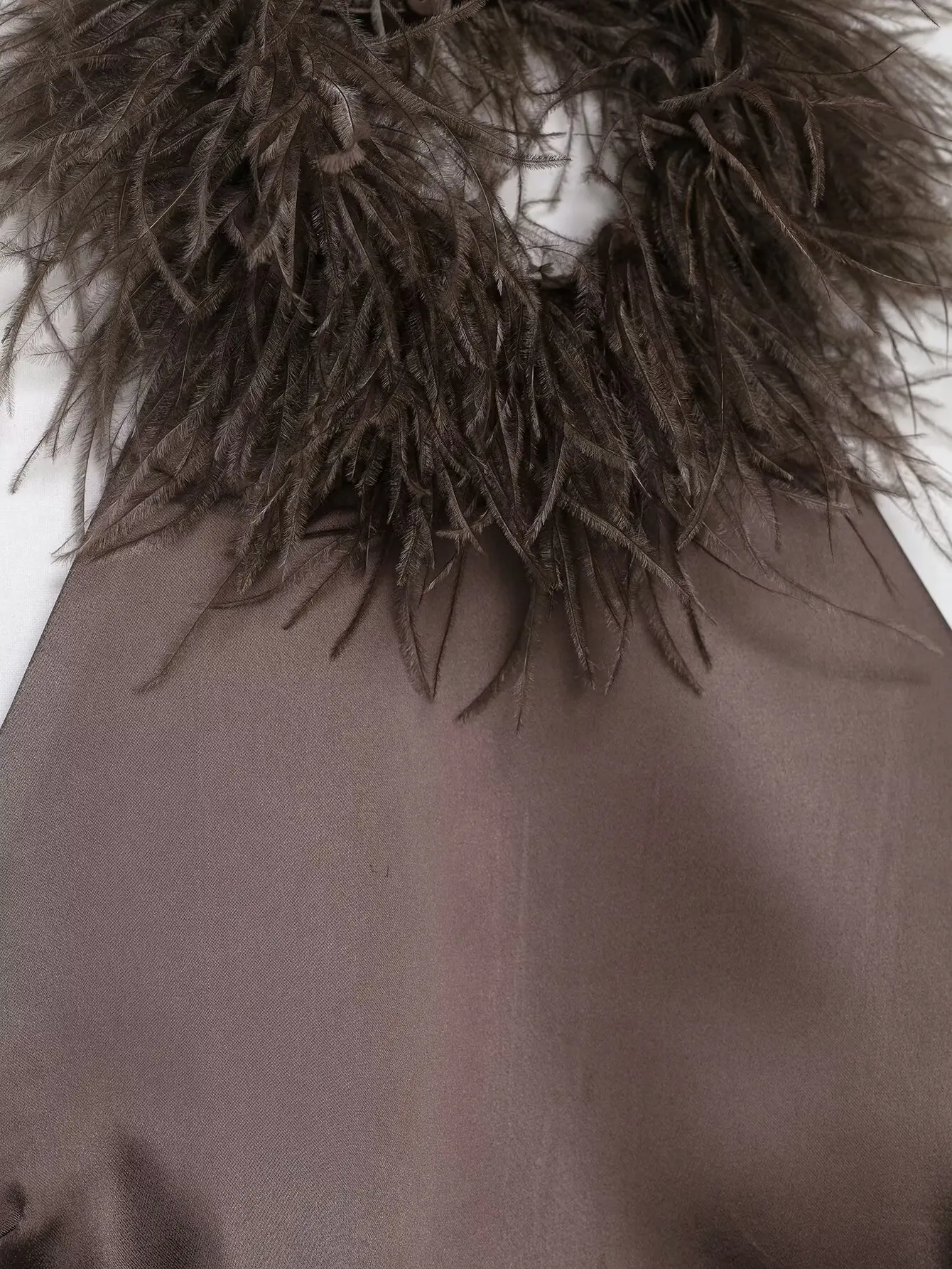 Women Furry Neck Mini Dress Female Coffee Fashion Backless High Street Short Dress Lady Elegant Solid Feather Splice Party Dress