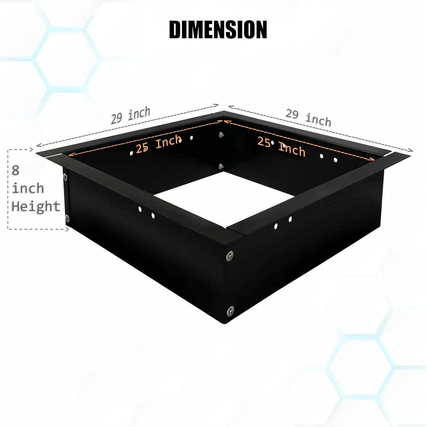 Smokeless fire pit ring inserted square type 29 "outer diameter and 25" inner diameter 2MM smokeless bonfire liner with vent