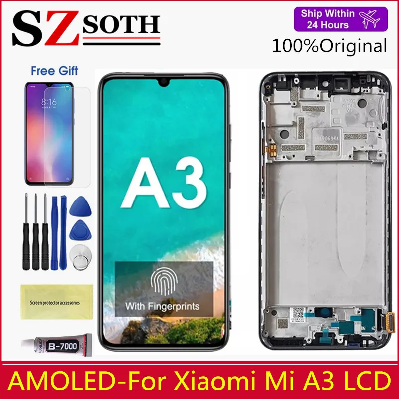 Super amoled para xiaomi mi a3 lcd screen display toque digitador