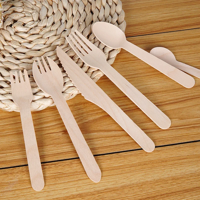 Disposable Wooden Cutlery Set – Includes Forks, Spoons, and Knives – Eco-Friendly Biode... - SKU WCS17216 - UGI Packaging