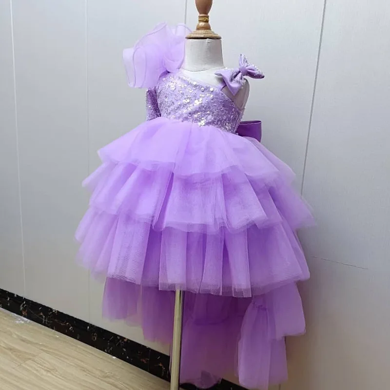 

New Sequin Girls' dress Bow Puff Sleeve baby princess tutu dress for Birthday party Girls' Clothing summer Kids Dresses