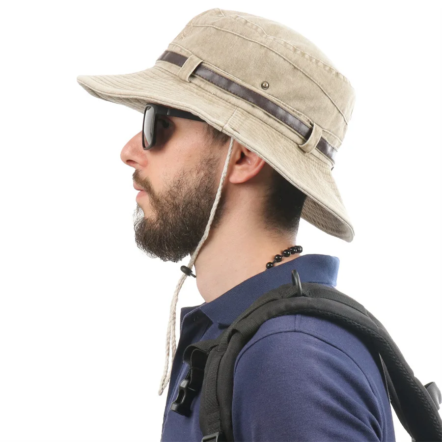 Hut Baumwolle gewaschen Fischer mütze Herren Outdoor Sonnen hüte Wandern Sonnenhut lässig Wandern Angeln Kappen Eimer Hut Casque tte – Detail 18