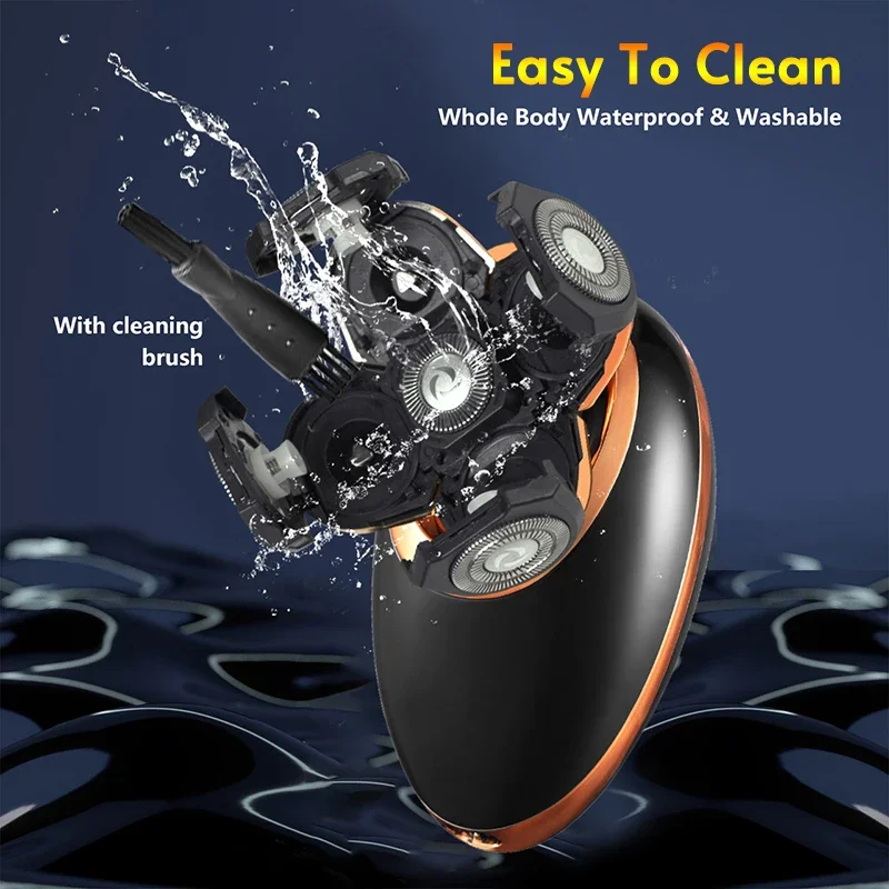 Electric Shaver 5 In 1 For Men Bald Head Hair Clipper Nose Trimmer Floating 5 Blade Heads Shaving Beard Knife Rechargeable Razor