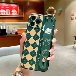 Soft TPU Grid Handheld Phone Cover with Wrist Strap - A52 or A52S 5G (638)