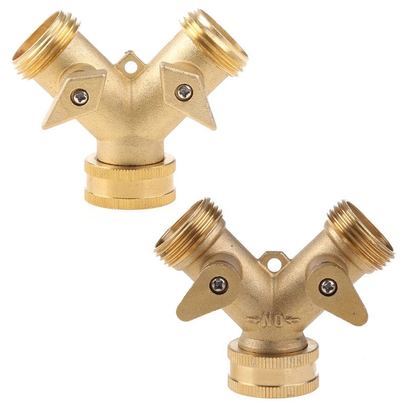 

Brass Manifold 3/4" Tap Splitter Brass Manifold Double-Way Washing Machine Hose Connector Y-Type Water Separator 45BE