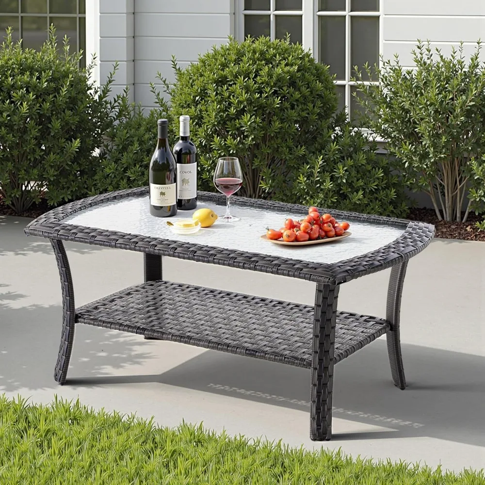 Wicker Patio Furniture - All-Weather PE Wicker Outdoor Conversation Bistro Set Loveseat Chairs with Table,Outdoor Rattan Sofa - Image 2