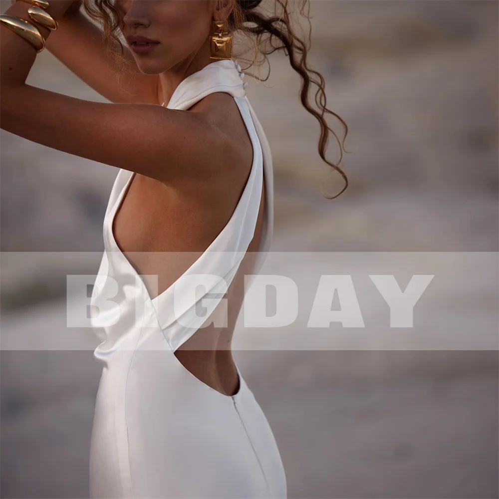 Bigday Halter Mermaid Wedding Dress Women 2025 Open Back Sleeveless Pleat Criss-Cross Bridal Gown Vestido De Noiva Customized 11 Sdd38d47d43c64a0593154787188882513