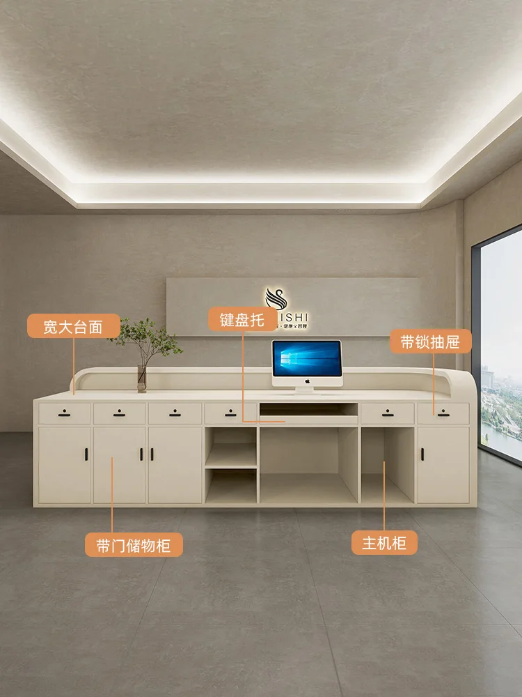 Minimalist Beauty Salon Cashier, Modern Medical Aesthetics Clinic Bar Table, Company Hotel Front Desk Reception Counter