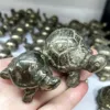 6CM Natural Pyrite Rock Quartz Crystals Carved Tortoise Home Office Decorations Reiki Healing Turtle Animal Ornaments Folk Craft 4