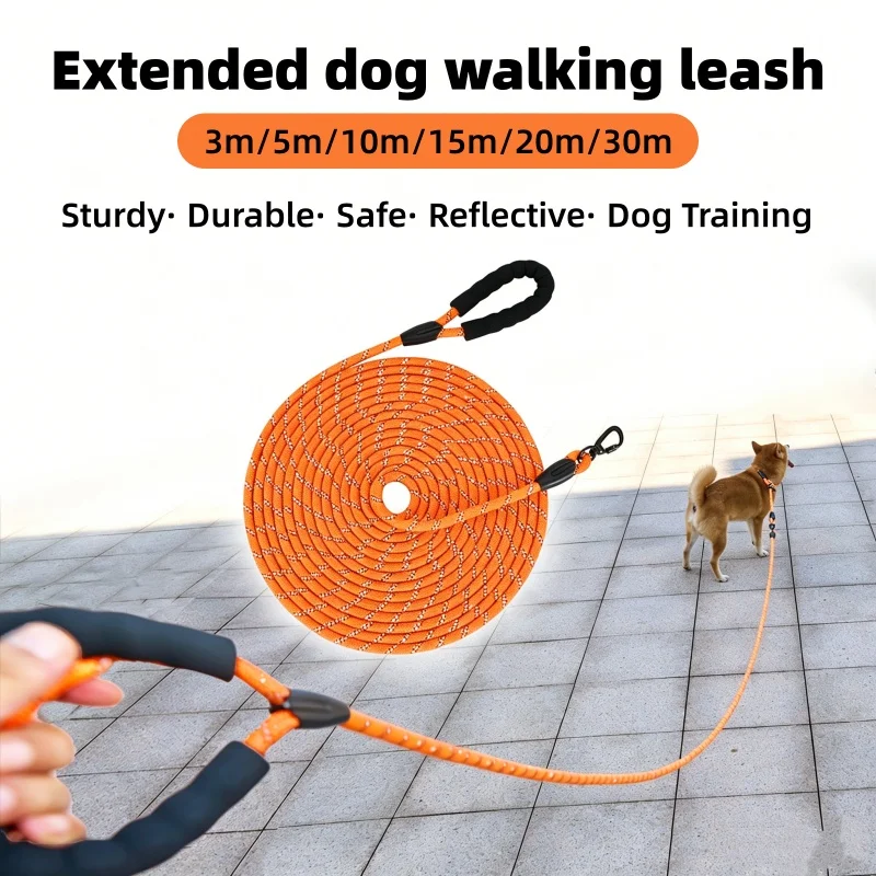 Reflective Nylon Dog Leash with Soft Padded Handle - Durable Training Rope