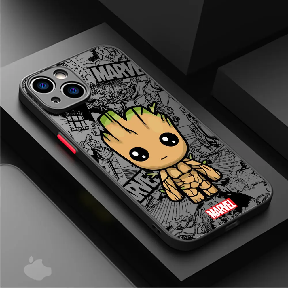 Luxury Marvel Groot Spiderman Hard Case for iPhone 15 14 13 12 11