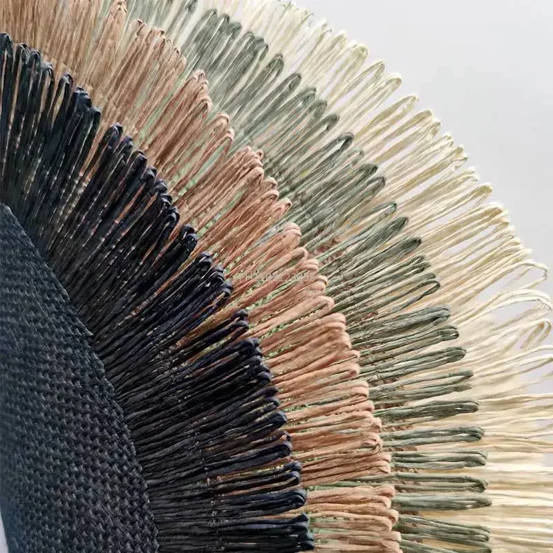 Simple Fringe Round Shape Table Mat Heat Insulation Non-slip Coaster Mat Placemat for Dining Table 1Pcs Jute Linen Placemat