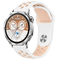 Premium Silicone Watch Strap - Adjustable Rubber Wristband - Strap width 18mm (Pink white)