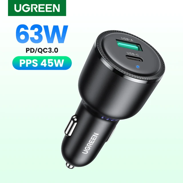 UGREEN 130W 3-Port PD 100W PD3.0/QC4.0/PPS Fast Car Charger