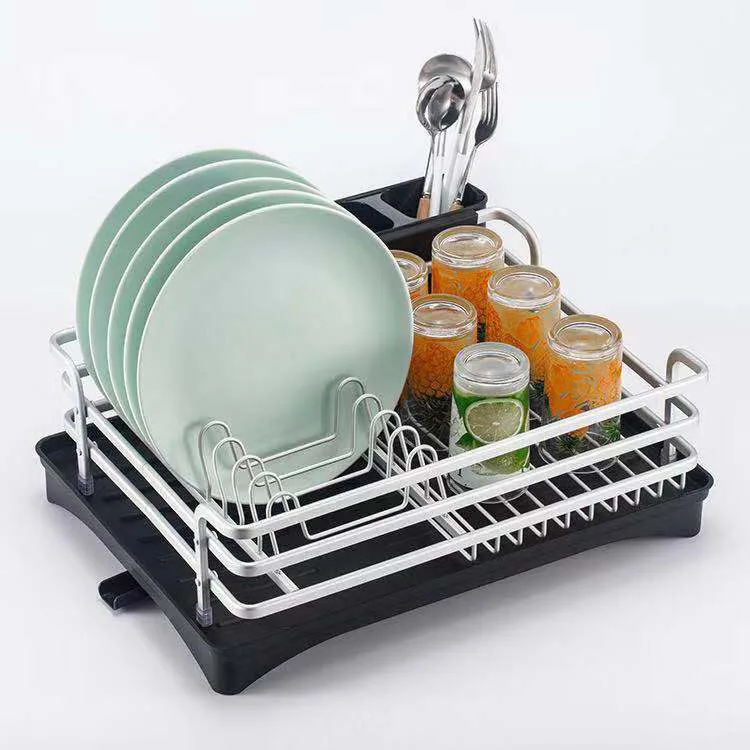 1/2 Tier Champagne Gold Aluminium Dish Drying Rack Kitchen Organizer Drainer  Plate Holder Cutlery Stainless Storage Shelf Sink - AliExpress