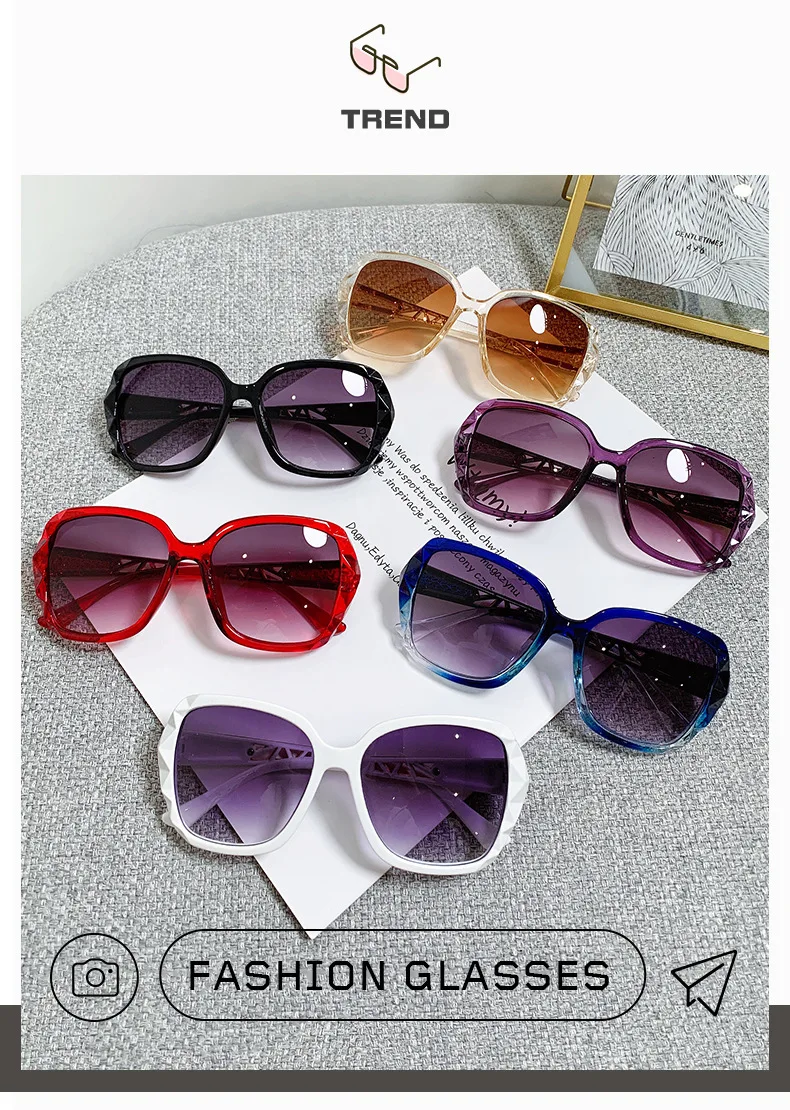 Women's Square Sunglasses Retro Vintage Gradient Black Uv400_voghion.com