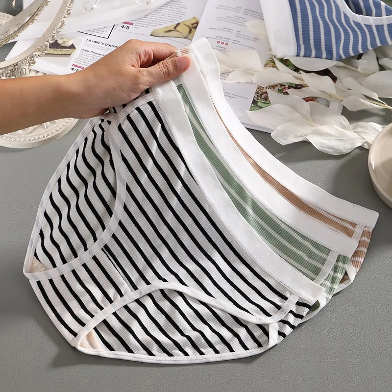 

Modal Underpants Women's Pure Cotton Crotch Japanese Fashion Briefs Girls' Student Movement Colored Striped Underwear