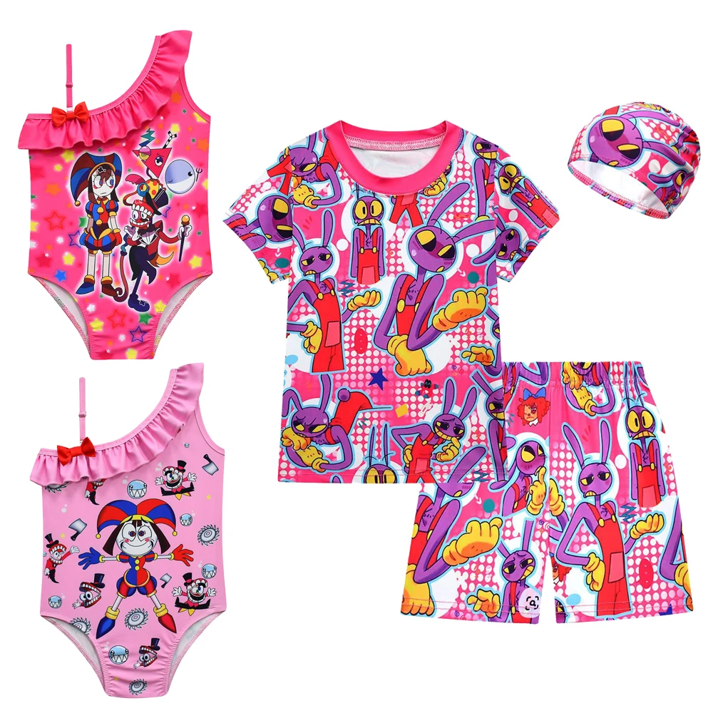 Nuovo Film Amazing Digital Circus Merch Pomni Girls Swimwear Baby Swimming Outfit Bambini Costume Da Bagno Bambini Beachwear Costumi Da Bagno