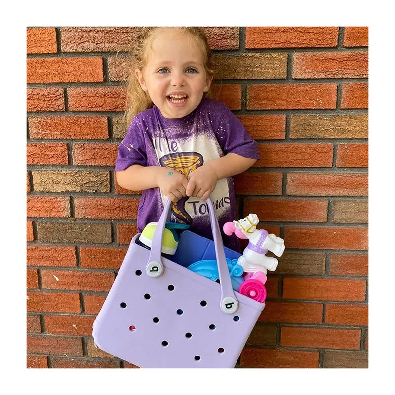 New Children Beach Bogg Bags Fashion Cute Summer Storage Baskets Children's Outdoor Picnic Tote Small Solid Color Eva Jelly Bag