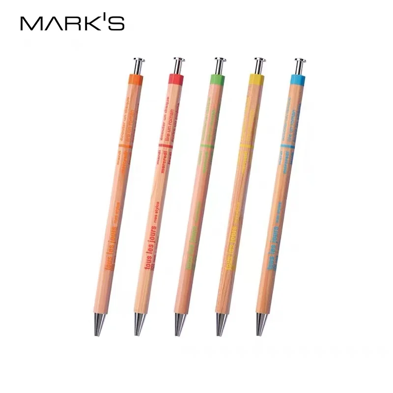 

Деревянная Шестигранная шариковая ручка Marks 0,5 мм, черные чернила для выдавливания, жирные чернила, серия DAY-BP3 DAYS