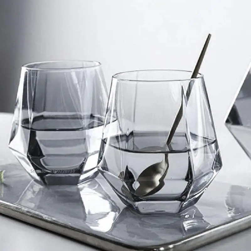 1 Set Luxury Diamond Shape Glass Water Kettle with Natural Wood Ball Lid Clear Cold Water Jug Juice Beverage Pitcher Home Drinkw