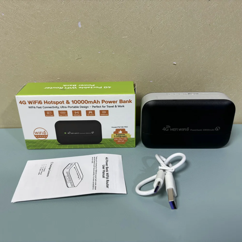 GOWENIC Router Mobile 4G LTE PW100 – Portatile Con Batteria 10000 MAh – Plug And Play – Condivisione WiFi Per 10 Dispositivi – Europa/Asia/Africa