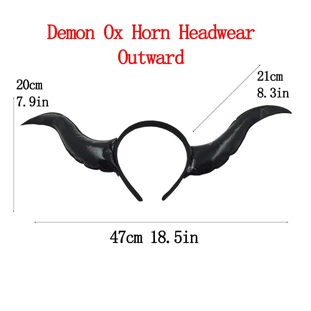 Demon Ox Horn Headwear Animal Halloween Cosplay Evil Witch Devil Black Queen Women Costume Hoop Hair Clip Accessories Props Sea hair accessories,hair clips,cosplay accessories,cosplay headpiece