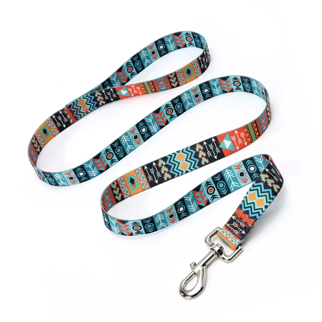 Pet Dog Traction rope Ethnic Style Striped Forest Pattern Collar Leash Traction rope Pet Cat Harnesses Leads Dog leash 3