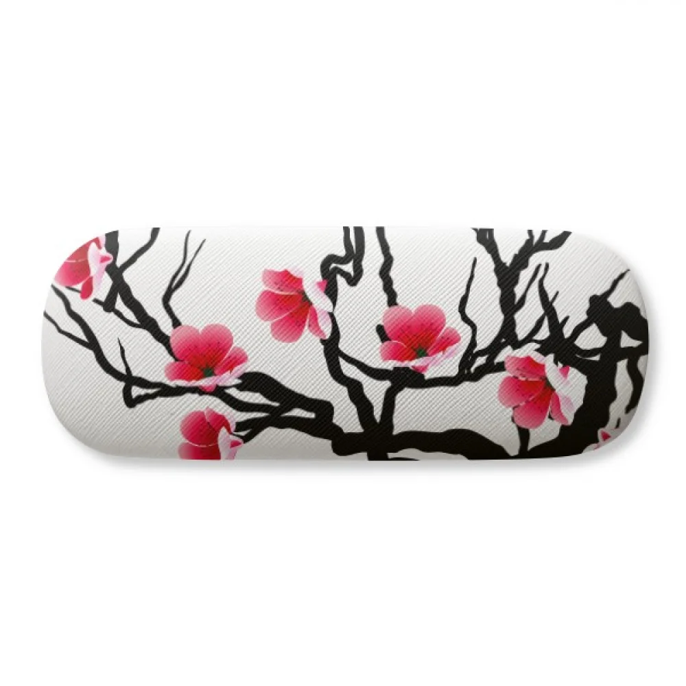 

Japan Culture Red Black Sakura Pattern Glasses Case Eyeglasses Hard Shell Storage Spectacle Box