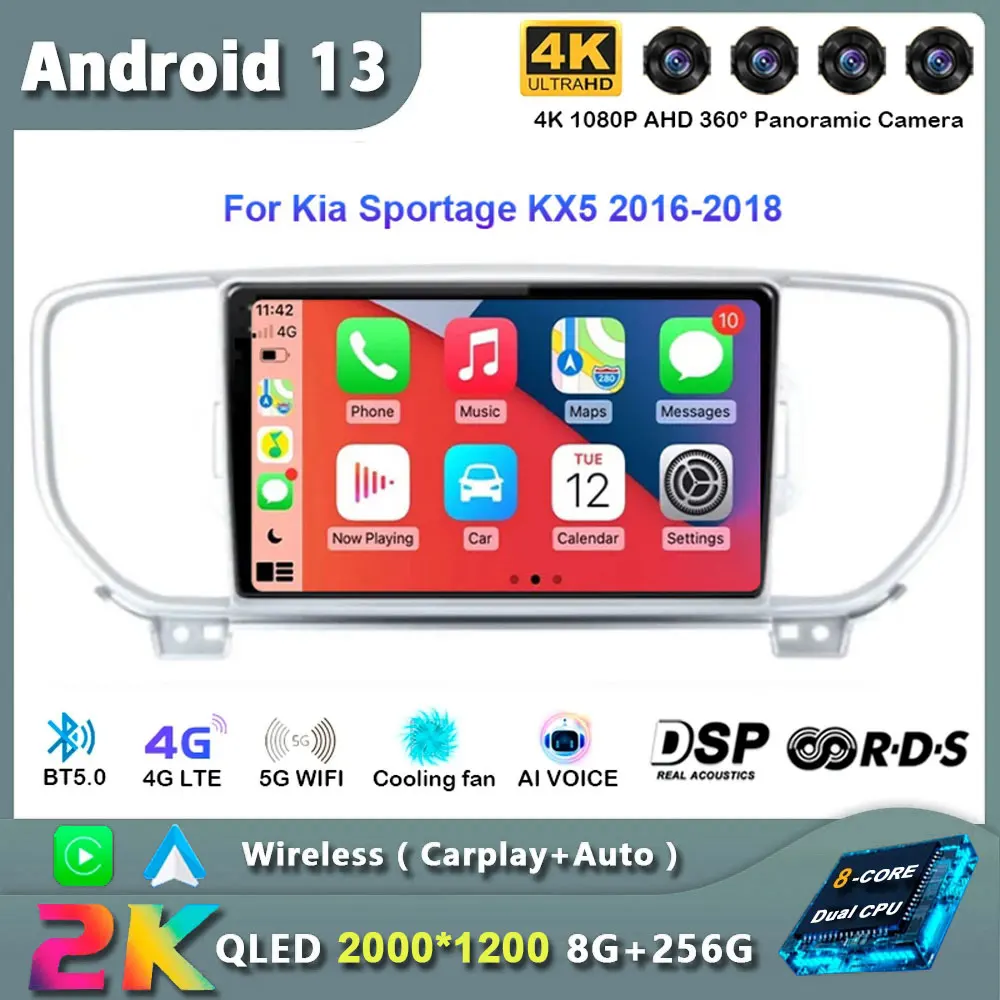

Android 13 Car radio for Kia Sportage 4 KX5 2016 2017 2018 Multimedia Video player DSP Carplay GPS navi Stereo 2din Head Unit