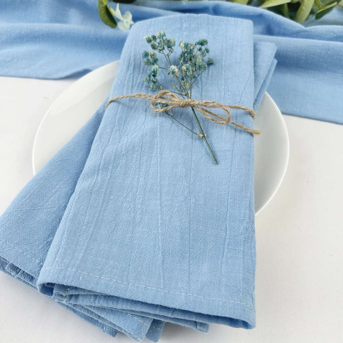 Description Picture 5 of itemWholesale 30pcs 30x45cm 100% Cotton Sage Green  Napkin Reusable Wedding Party Christmas Table Decor Retro napkins