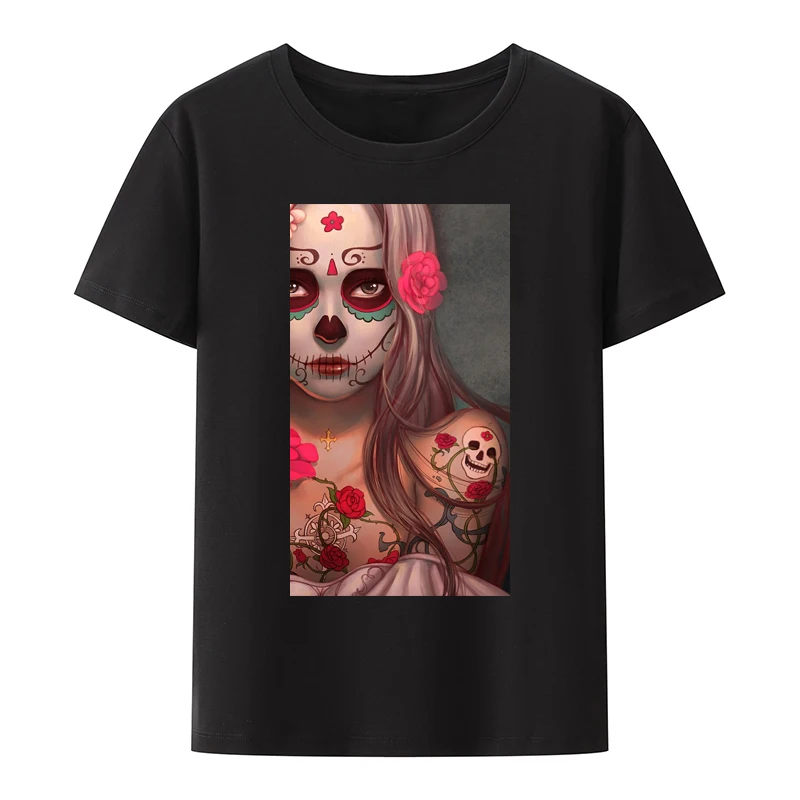 

Sexy Girls Holy Death Mexicana Y2k T-shirts Poleras Mujer Same Style Loose Summer Clothes for Women Portrait Printed T-shirt Top